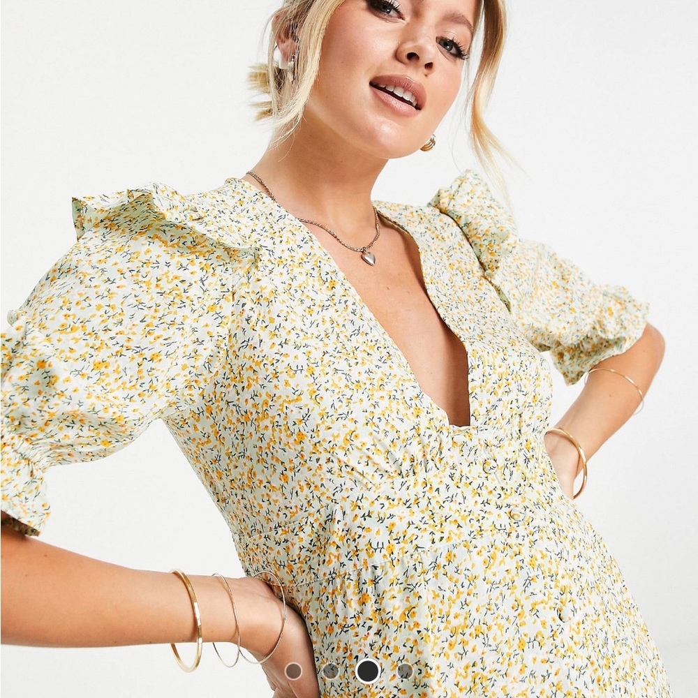 Influence maternity button down front midi floral dress